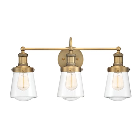 Designers Fountain Taylor 22.6in 3-Light Old Satin Bronze Industrial Indoor Vanity Light with Clear Glass Shades 69503-OSB